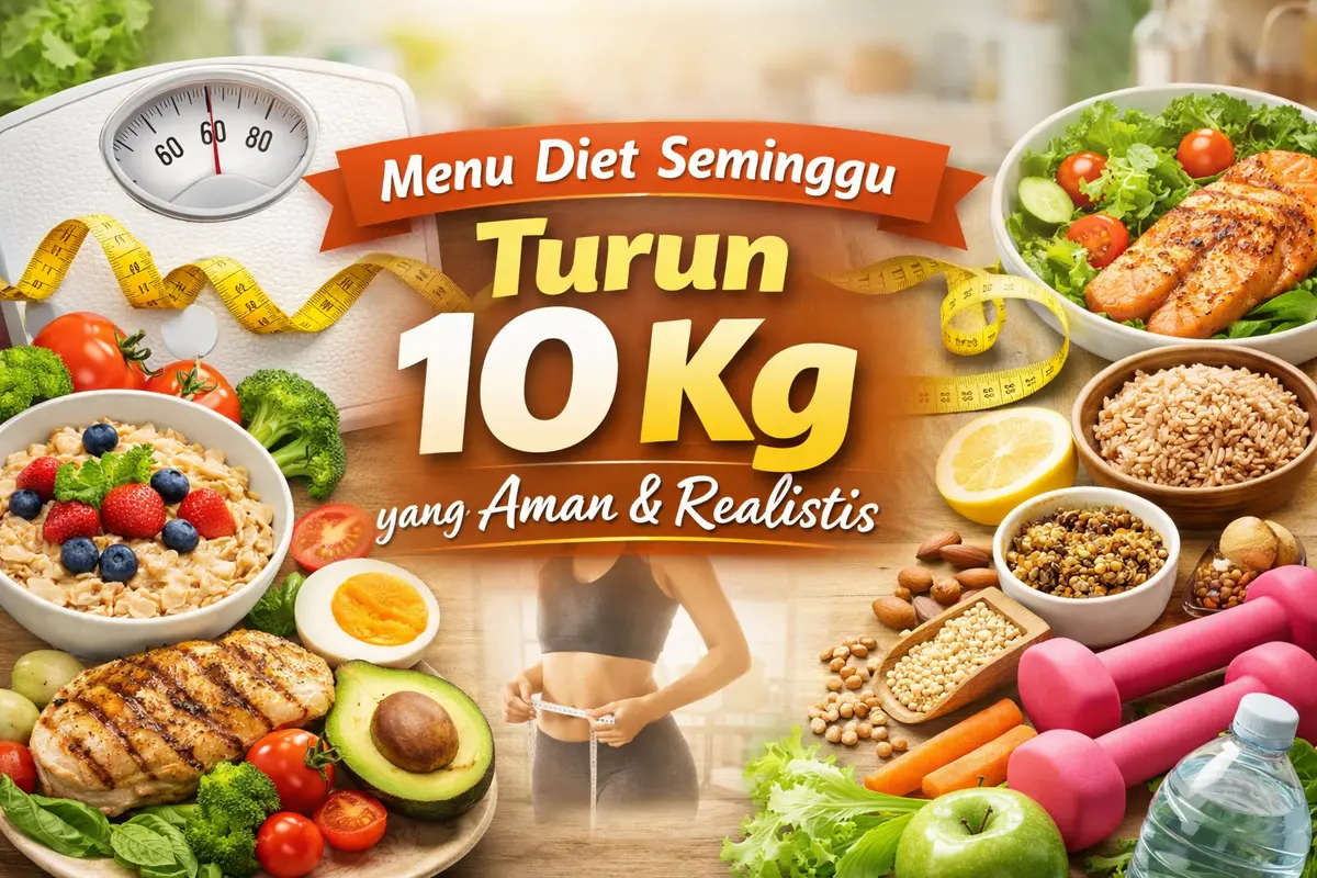 Contoh menu diet 7 hari seimbang 1.200–1.500 kkal per hari dengan karbohidrat kompleks, protein sehat, lemak baik, dan sayur tinggi serat