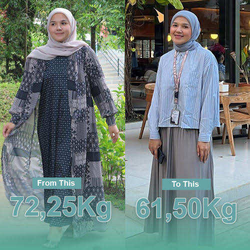 calis memberikan hasil program diet di drslimming 72kg ke 61kg