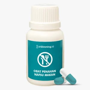 Botol obat penahan nafsu makan drslimming.id dengan kapsul, digunakan sebagai terapi pendukung untuk membantu mengontrol rasa lapar selama program diet terpantau dokter
