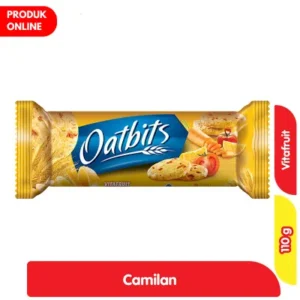 Biskuit gandum Oatbits Vitafruit kemasan 110 gram sebagai camilan ramah lambung.