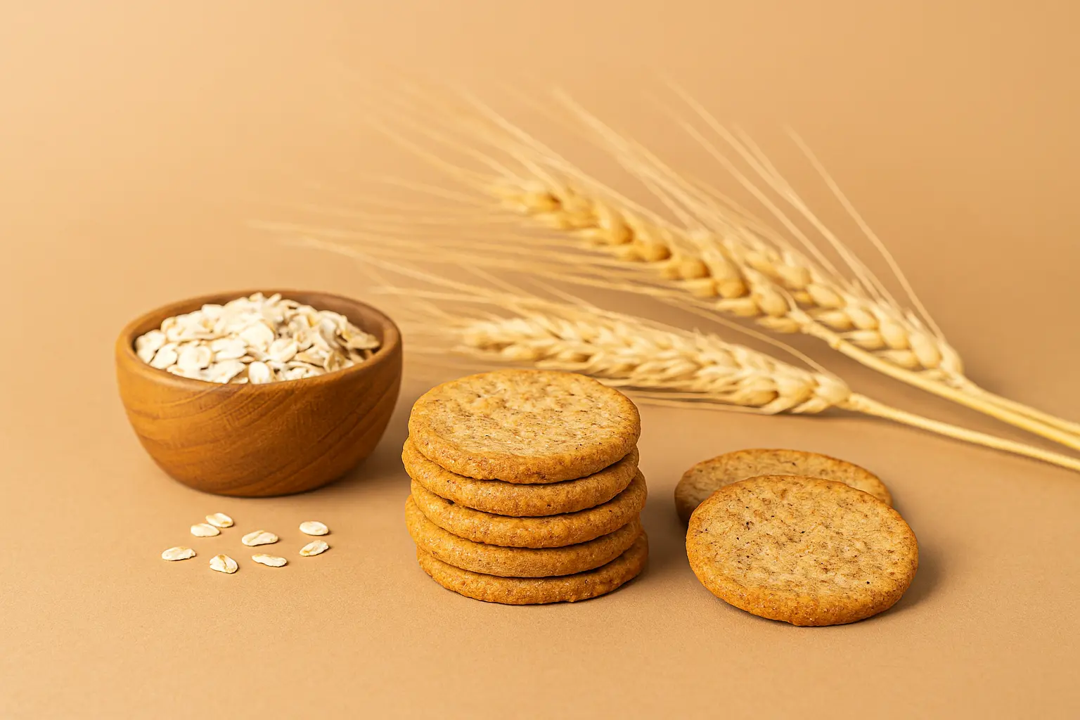 Foto biskuit gandum utuh dan oat sebagai ilustrasi camilan ramah lambung untuk penderita asam lambung.