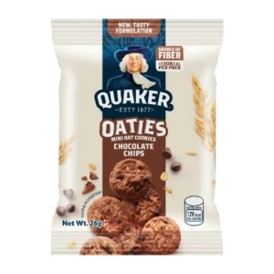 Biskuit oat mini Quaker Oaties Mini Oat Cookies Chocolate Chips kemasan 26 gram.