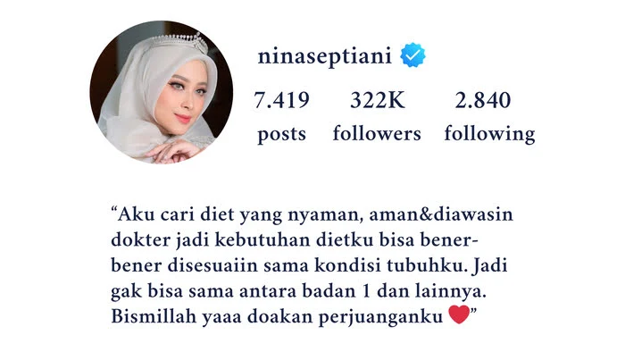 Nina Septiani membagikan pengalaman memilih program diet yang aman dan diawasi dokter sesuai kondisi tubuh